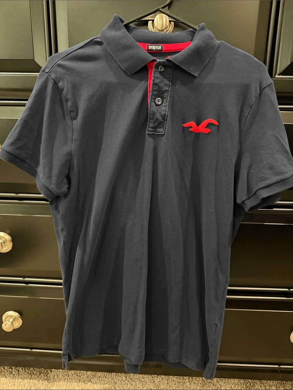 Hollister Men’s Navy Polo with Red Logo Trim